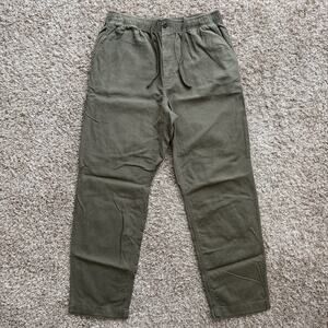 J. Crew Oarsman Pier Pants Men’s Size Medium Casual Linen Blend Olive Green